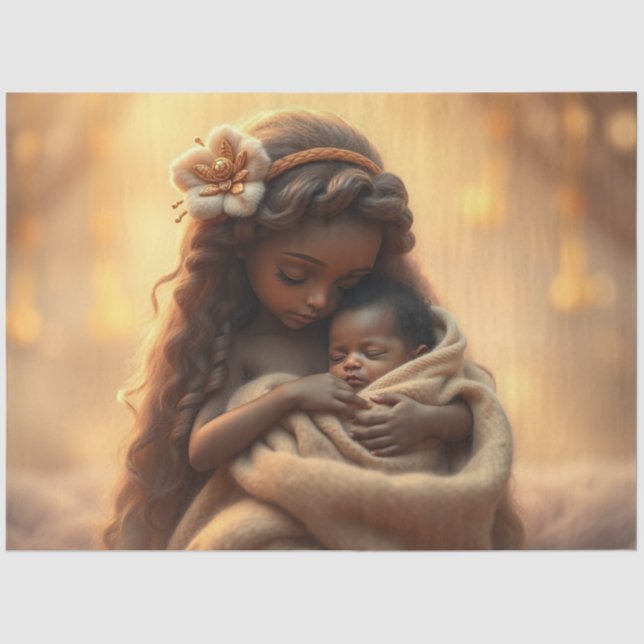 Beautiful Fairy and Baby Fantasy Art Tissue Paper (Front)