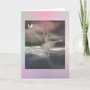 Beautiful Fairy Ballet Dancer Stardust Stars Pink Note Card
