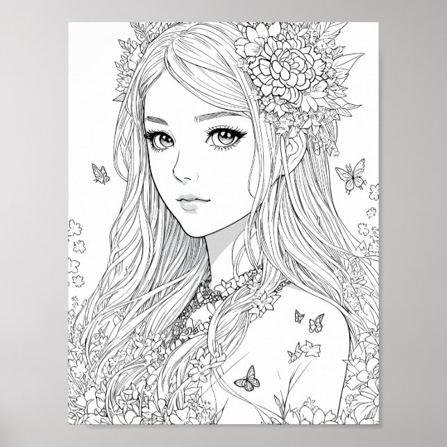 Beautiful Fairy Coloring Poster (Front)