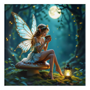 Beautiful Fairy Drinking Coffee Enchanted Forest Acrylic Print