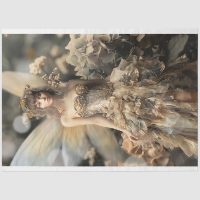 Beautiful Fairy, Ethereal Garden, Portrait Art Tissue Paper (Front)