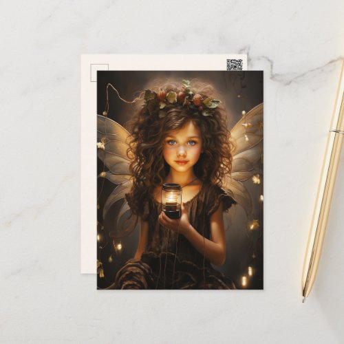 Beautiful Fairy Gossamer Wings Holding A Candle  Postcard