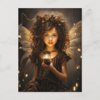 Beautiful Fairy Gossamer Wings Holding A Candle Postcard