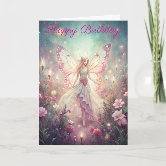 Beautiful Fairy in Garden Card (Front)
