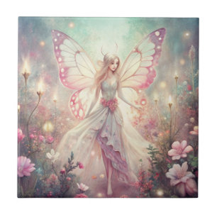 Beautiful Fairy in Garden Ceramic Tile
