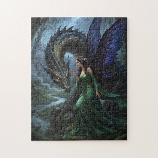 Beautiful Fairy Meeting a Dragon Jigsaw Puzzle (Vertical)