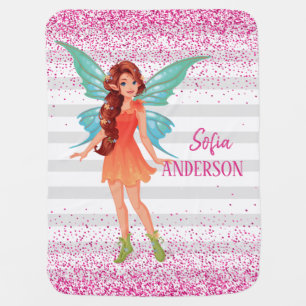 Beautiful Fairy Pink Sparkles Stripes Background Baby Blanket