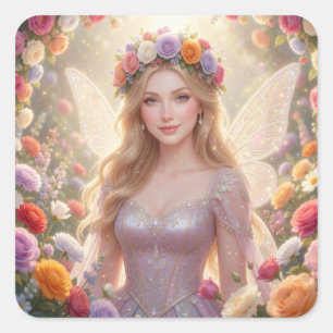 Beautiful fairy princess square sticker