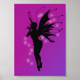 Beautiful Fairy Silhouette Poster