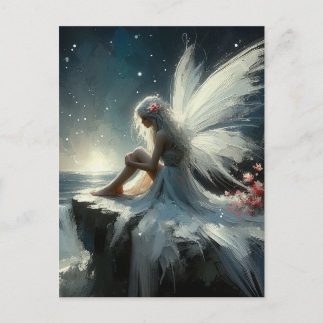 Beautiful Fairy Sitting on a Cliff Postcard (Front)