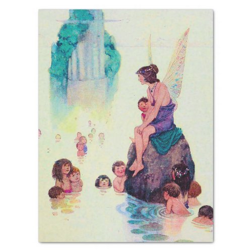 Beautiful Fairy with children Vintage Illustration Tissue Paper