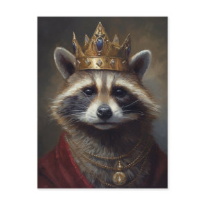 Beautiful Fairytale Raccoon in a Crown Postcard