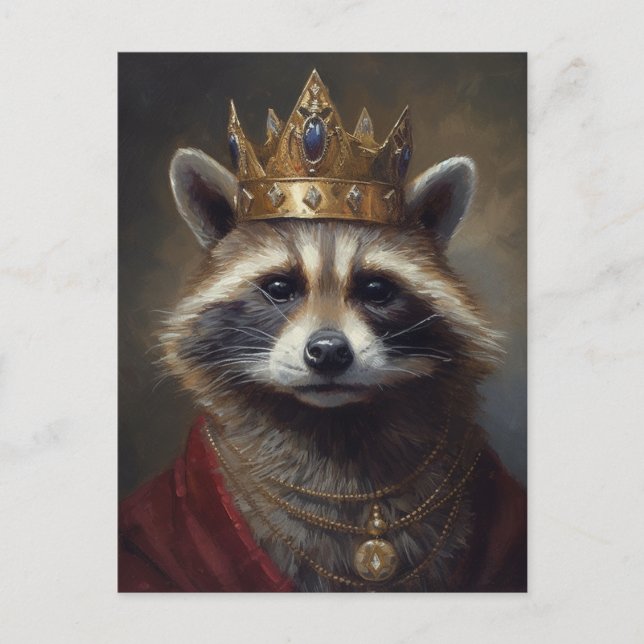 Beautiful Fairytale Raccoon in a Crown Postcard (Front)