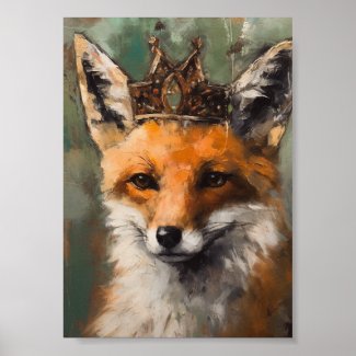 Beautiful Fairytale Red Fox in a Crown