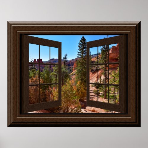 Beautiful Fake Window View Autumn Bryce Canyon Poster