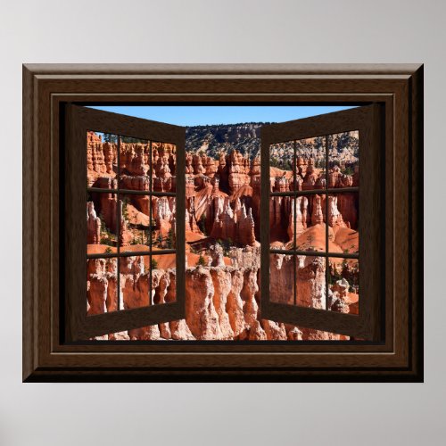 Beautiful Fake Window View Hoodoos Bryce Canyon Poster