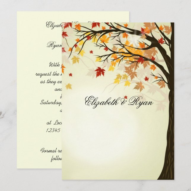 Beautiful Fall Colors, Autumn Wedding Invitation (Front/Back)
