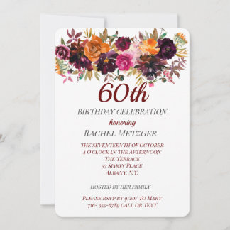 Beautiful Fall Colors Floral Birthday Invitation