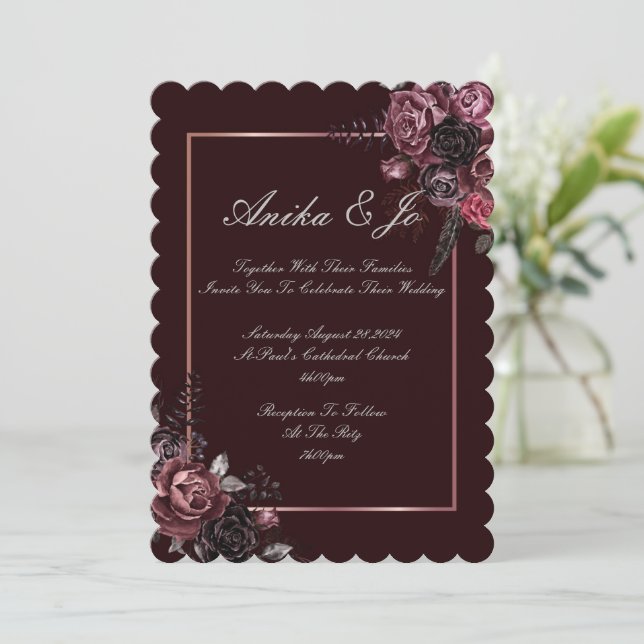 BEAUTIFUL FALL COLORS FLORAL WEDDING INVITATION (Standing Front)