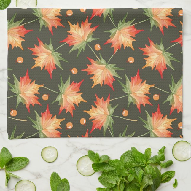 Beautiful Fall Colors Leaves Kitchen Towel (Folded)