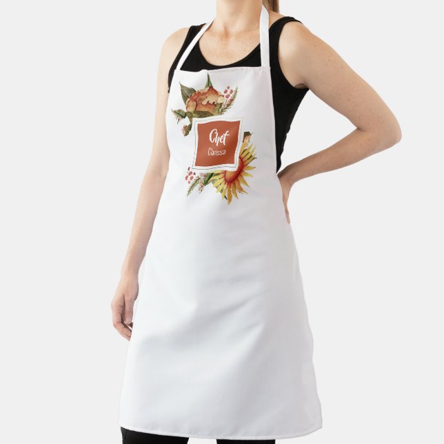 Beautiful Fall Floral THANKSGIVING  | Personalized Apron (Insitu)