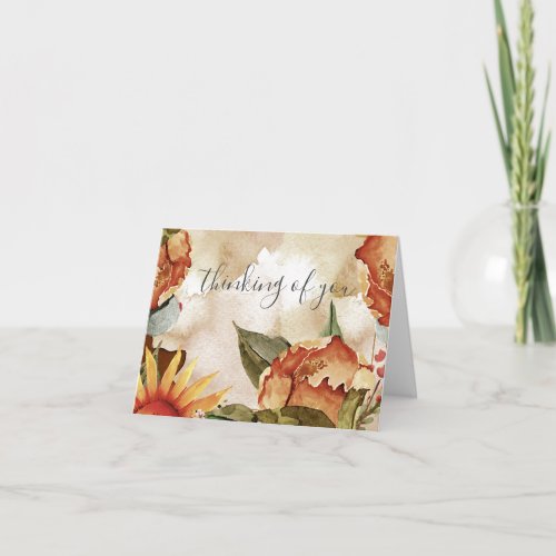 Beautiful Fall Foliage  Flowers  Thank You Card