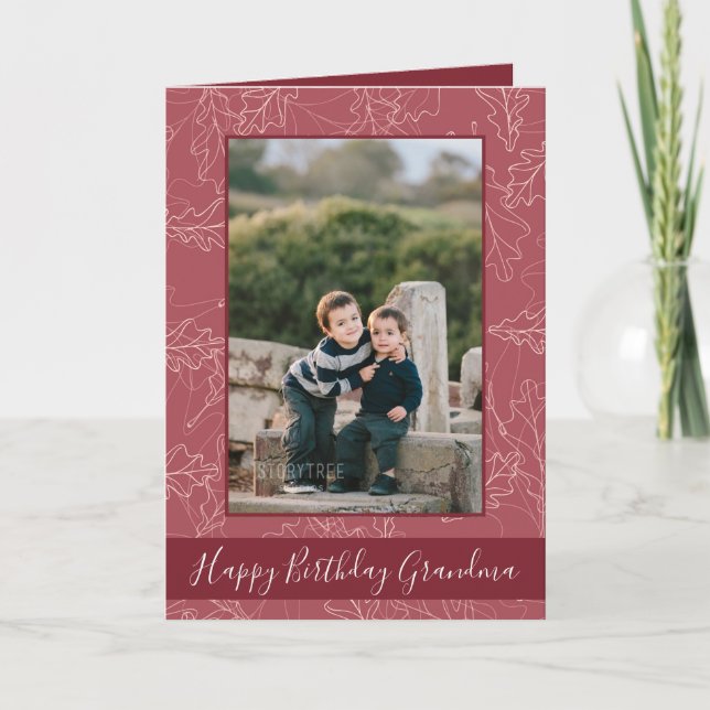 Beautiful Fall Happy Birthday Grandma Photo Card (Front)
