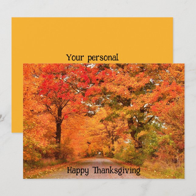 Beautiful Fall Happy Thanksgiving Greetings Holiday Card (Front/Back)