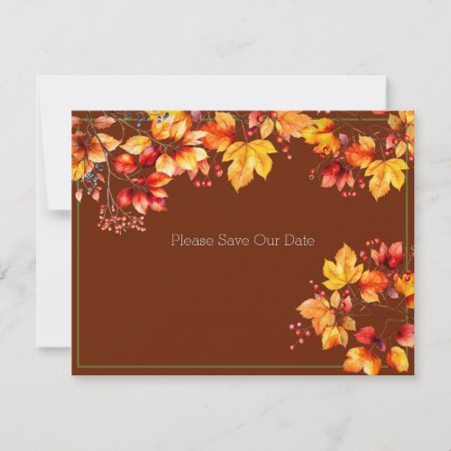 Beautiful Fall Leaves and Berries Save Our Date   RSVP Card