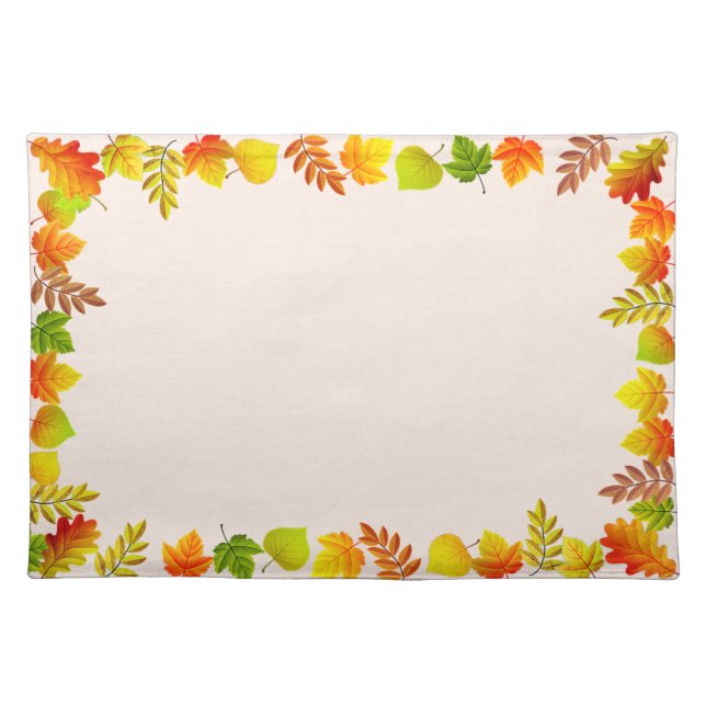 Beautiful Fall Leaves on Light Beige Cloth Placemat (Front)