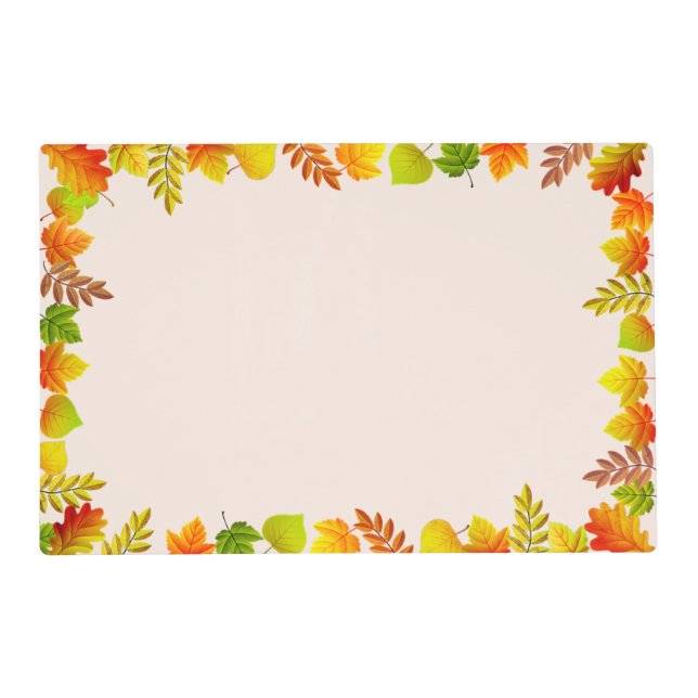 Beautiful Fall Leaves on Light Beige Placemat (Front)