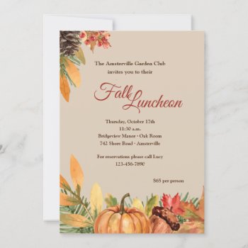Beautiful Fall Luncheon Invitation by PixiePrints at Zazzle