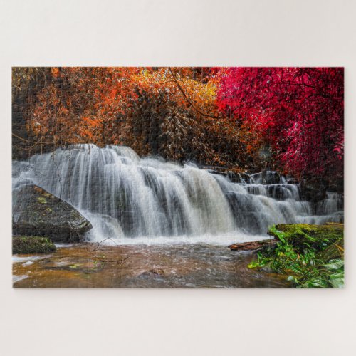 Beautiful Fall Rainforest Waterfall Nature Travel Jigsaw Puzzle