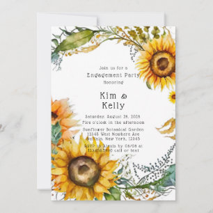 Beautiful Fall Sunflower Engagement Party Invitation