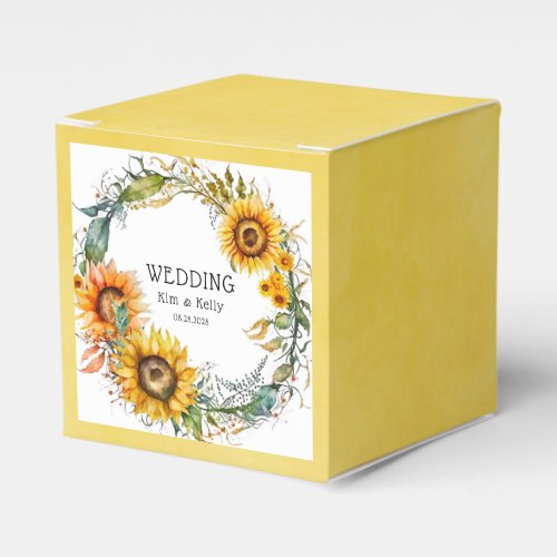 Beautiful Fall Sunflowers Airy Wreath Wedding  Favor Boxes