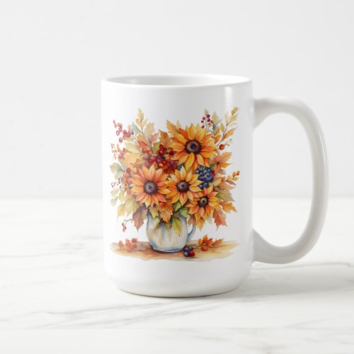Beautiful Fall Sunflowers and Berries Bouquet  Coffee Mug