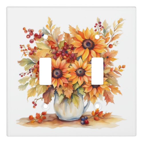 Beautiful Fall Sunflowers and Berries Bouquet  Light Switch Cover