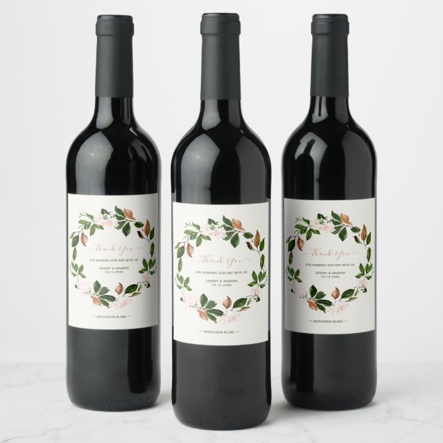 Beautiful Fall Thank You Wine Bottle Labels (Bottles)
