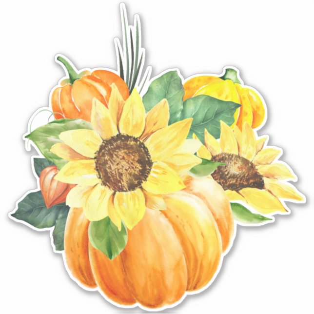 Beautiful Fall Theme Pumpkin Sticker (Front)