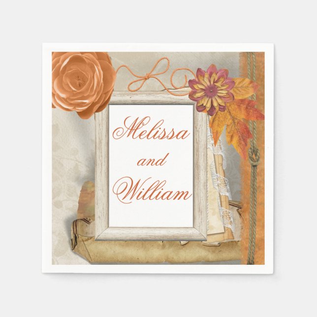 Beautiful Fall Wedding Paper Napkins (Front)