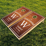 Beautiful Family Monogram Wood Texture Cornhole Set at Zazzle