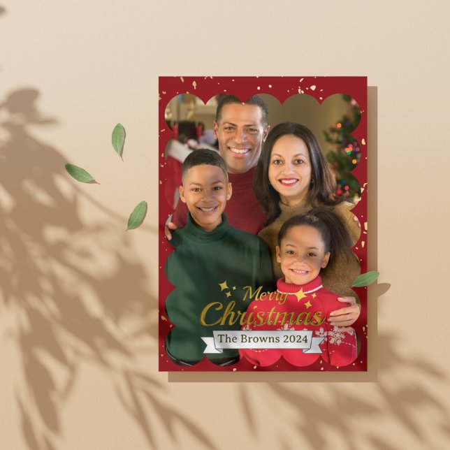 Beautiful Family Photo Merry Christmas Greeting Holiday Card (Creator Uploaded)