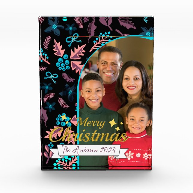 Beautiful Family Photo Merry Christmas Photo Block (Front)