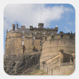 Beautiful famous giant Edinburgh Castle in Square Sticker