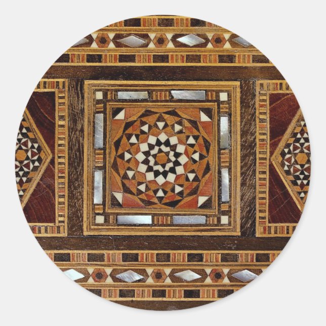 Beautiful Famous mother-of-pearl inlay work, Damas Classic Round Sticker (Front)