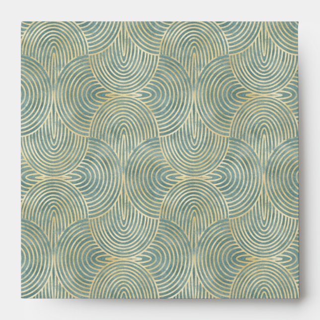 Beautiful ,fan,art deco, pattern,green colors,gre envelope (Front)
