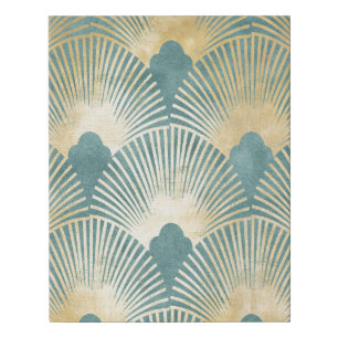 Beautiful fan pattern,teal gold,Art Deco pattern,c Faux Canvas Print