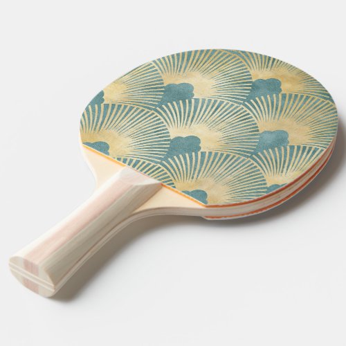 Beautiful fan patternteal goldArt Deco patternc Ping Pong Paddle