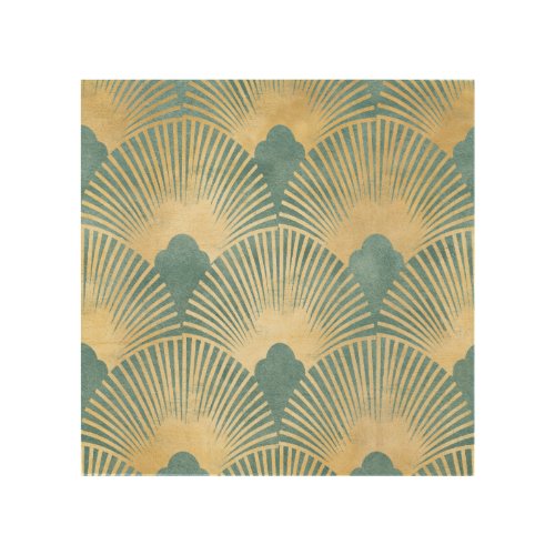 Beautiful fan patternteal goldArt Deco patternc Wood Wall Art