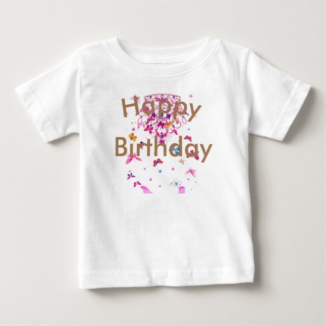 Beautiful fantastic feminine design Happy Birthday Baby T-Shirt (Front)